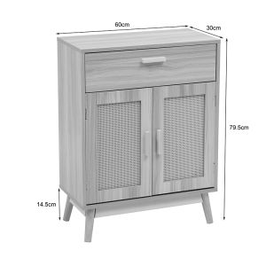 Бюфет от скандинавски бор и ратан в естествен цвят 60x30x80см