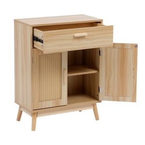 Бюфет от скандинавски бор и ратан в естествен цвят 60x30x80см
