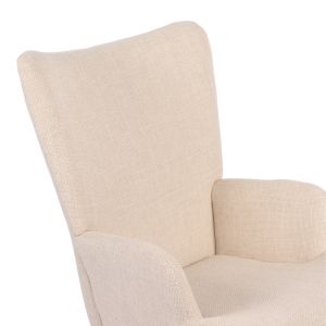 Jianna swivel armchair with cream fabric and natural legs 79x64x89cm