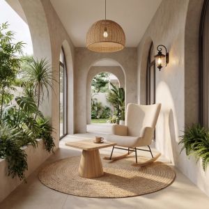 Jianna swivel armchair with cream fabric and natural legs 79x64x89cm