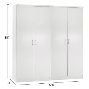 Два двукрилни гардероба Jenna HM11350.05 меламин в бяло 160X43X181HСМ.