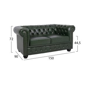 Комплект дивани 2-местен &amp; 3-местен Mobar HM10911.08 еко кожа Pu тип честърфийлд-кипарисово зелено