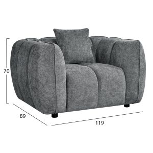 Комплект ъглов диван десен- фотьойл Lykke HM10821.01R сив текстил