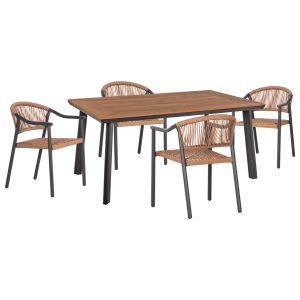 Garden table and chairs 5 pcs. Kerly HM10833.10 dark gray Aluminum-polywood-pe rattan beige