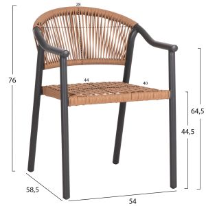 Garden table and chairs 5 pcs. Kerly HM10833.10 dark gray Aluminum-polywood-pe rattan beige