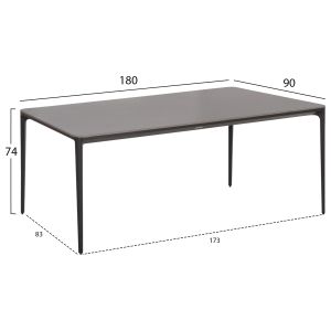 Garden table and chairs 7 pcs. Stad HM10863.01 gray aluminum-sintered stone top-olefin fabric