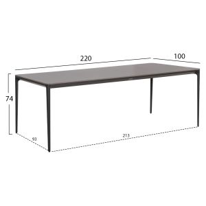 Garden table and chairs 9 pcs. Stad HM10865.01 gray aluminum-sintered stone top-olefin fabric