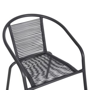 Garden table and chairs set of 3 Lima HM10879.01 metal &amp; Pe rattan in gray