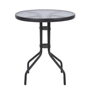 Garden table and chairs set of 3 Lima HM10879.01 metal &amp; Pe rattan in gray