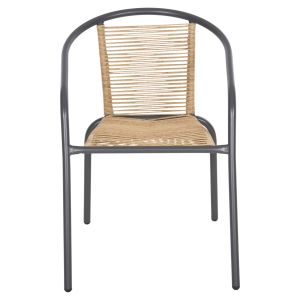 Garden table and chairs set of 3 Lima HM10879.02 metal in gray &amp; Pe rattan in natural color