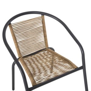 Garden table and chairs set of 3 Lima HM10879.02 metal in gray &amp; Pe rattan in natural color