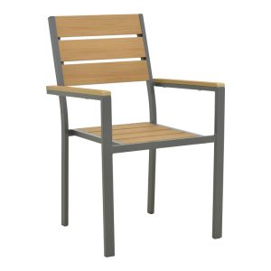 Garden chair Breze made of plywood in natural aluminum in anthracite color 57.5x60x88cm