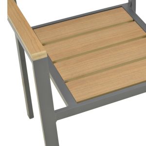 Garden chair Breze made of plywood in natural aluminum in anthracite color 57.5x60x88cm
