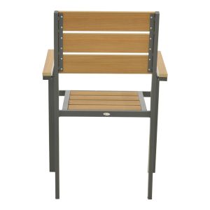 Garden chair Breze made of plywood in natural aluminum in anthracite color 57.5x60x88cm