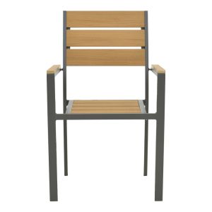Garden chair Breze made of plywood in natural aluminum in anthracite color 57.5x60x88cm
