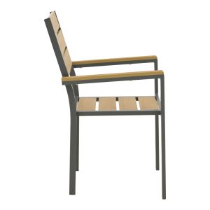 Garden chair Breze made of plywood in natural aluminum in anthracite color 57.5x60x88cm