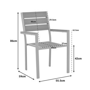 Garden chair Breze made of plywood in natural aluminum in anthracite color 57.5x60x88cm