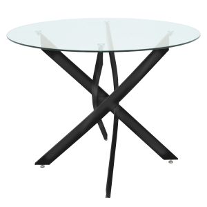 Azori table and chairs set and Antoro glass table D100x75 cm, set of 5 pieces