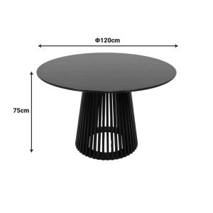 Murde table and chairs set and Domonic black table D120x75cm Set of 5 pieces