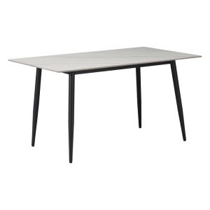 Маса Gustas бял мрамор синтерован камък-черен метал 160x80x76см