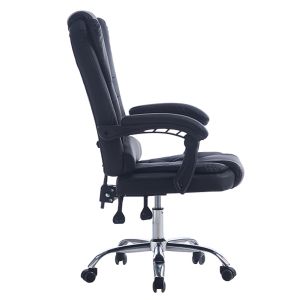 Офис стол Kyron HM1221.01 черна еко Кожаpu)-хромирана база 65X46X112HСМ.