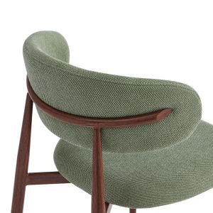 Moss chair, pistachio color - walnut fabric, metal legs 53x50x76cm