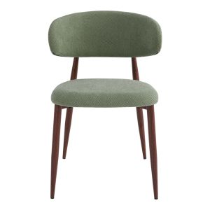 Moss chair, pistachio color - walnut fabric, metal legs 53x50x76cm