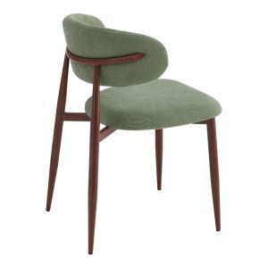 Moss chair, pistachio color - walnut fabric, metal legs 53x50x76cm