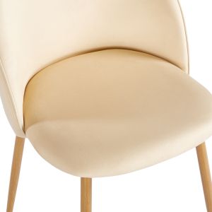 Стол Perch кремав кадифен - метален крак в естествен цвят 50x43x82см