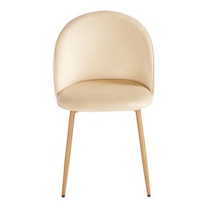 Стол Perch кремав кадифен - метален крак в естествен цвят 50x43x82см