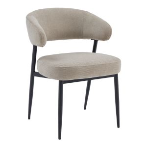 Timur chair, beige-gray fabric, with black metal legs, 61x55x78cm