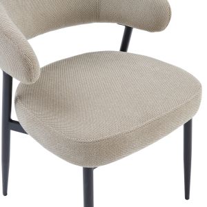 Timur chair, beige-gray fabric, with black metal legs, 61x55x78cm