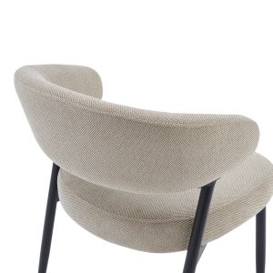 Timur chair, beige-gray fabric, with black metal legs, 61x55x78cm