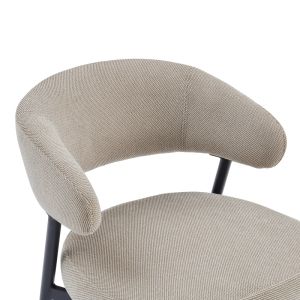 Timur chair, beige-gray fabric, with black metal legs, 61x55x78cm