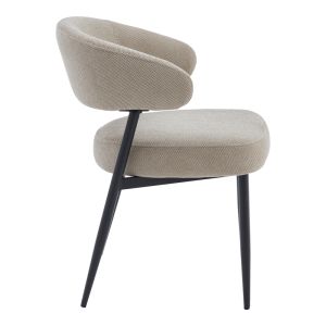 Timur chair, beige-gray fabric, with black metal legs, 61x55x78cm