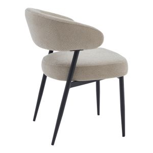 Timur chair, beige-gray fabric, with black metal legs, 61x55x78cm