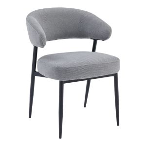 Timur chair, gray fabric, with black metal legs, 61x55x78cm