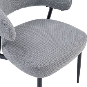 Timur chair, gray fabric, with black metal legs, 61x55x78cm