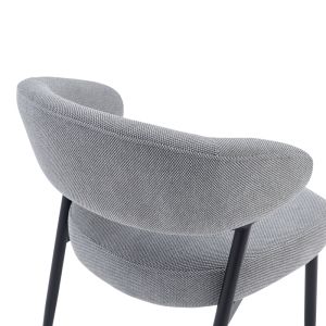 Timur chair, gray fabric, with black metal legs, 61x55x78cm