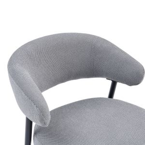 Timur chair, gray fabric, with black metal legs, 61x55x78cm