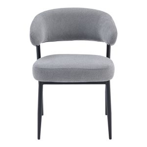 Timur chair, gray fabric, with black metal legs, 61x55x78cm