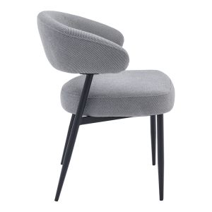 Timur chair, gray fabric, with black metal legs, 61x55x78cm