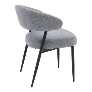 Timur chair, gray fabric, with black metal legs, 61x55x78cm