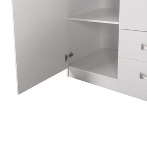 Трикрилен гардероб с надстройка Carly HM10891.05 меламин в бяло 150X55X240HСМ.