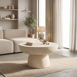 Холна маса Nuebo MGO кремава D70x40см