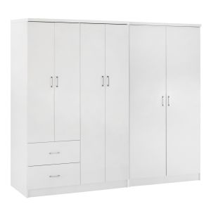 Шесткрилен гардероб Blakely HM21235.05 меламин в бял цвят 201X43X181HСМ.