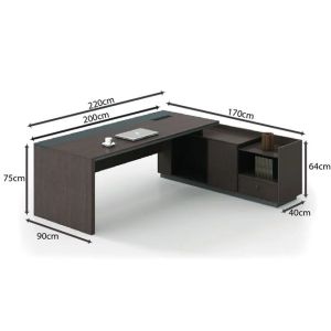 Advance офис бюро с дясна ъглова част тъмен орех - Sky Grey 820r