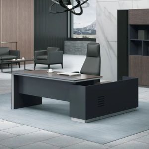 Advance офис бюро с лява ъглова част тъмен орех - Sky Grey 819l