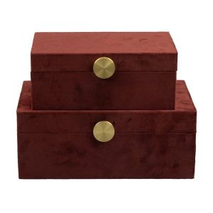 2 organizer boxes Mdf - Pu burgundy velvet 25X15X10CM / 20X12X8CM