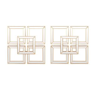 S/2 decorative mirrors square polyresin gold 35X2.5X35CM